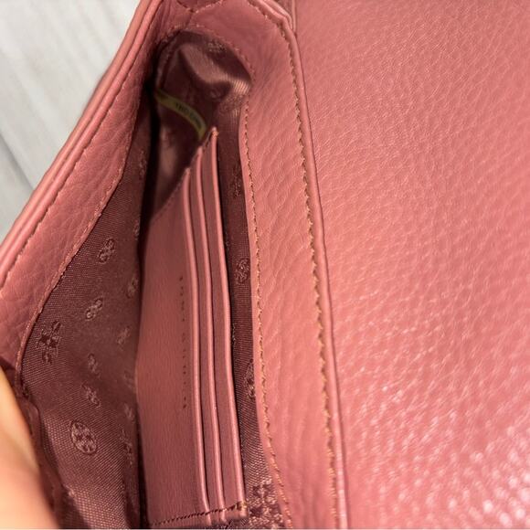 Tory Burch Pink Landon Logo Leather Crossbody Wallet Purse - Picture 4 of 6